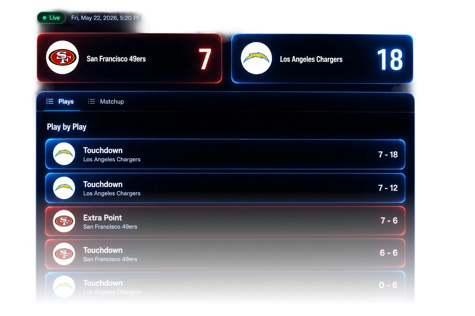 Flag50 live score that Apple Watch scoring updates in real time