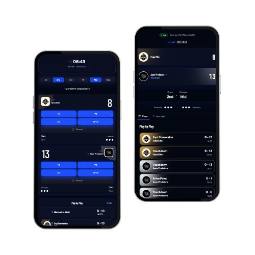The Flag50 referee scoring app on a phone at the field