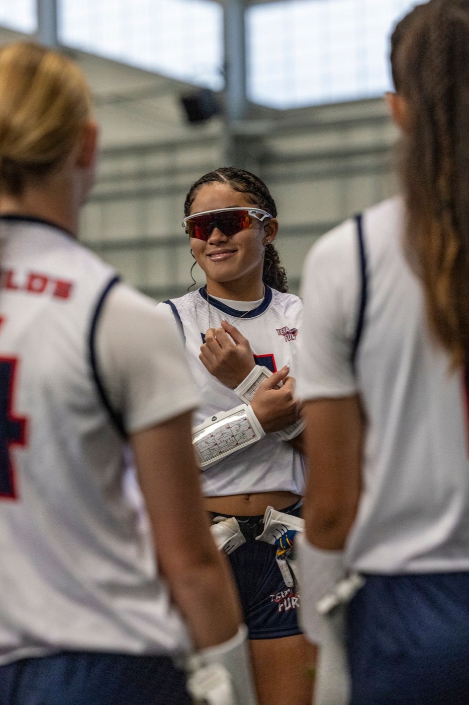 Texas Fury player in Oakley shades at the OIA West Regional, Raiders training facility