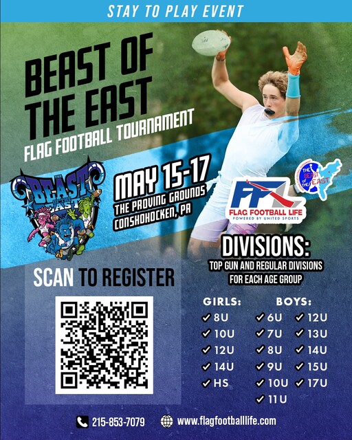 Beast of The East 5v5 National Flag Football Tournament poster