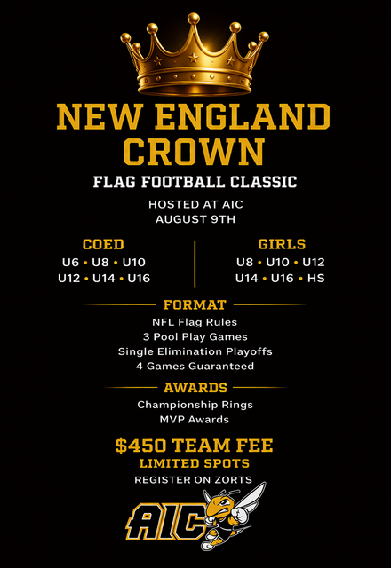2026 NEW ENGLAND CROWN FLAG FOOTBALL CLASSIC HOSTED AT AIC poster