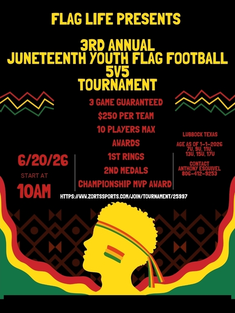3rd annual Juneteenth youth flag football tourney poster