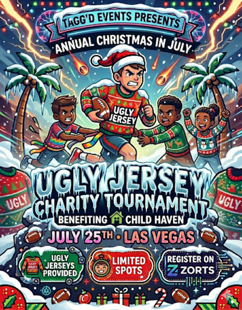 🎄CHRISTMAS IN JULY: UGLY JERSEY FLAG FOOTBALL CHARITY TOURNAMENT!🎄 poster