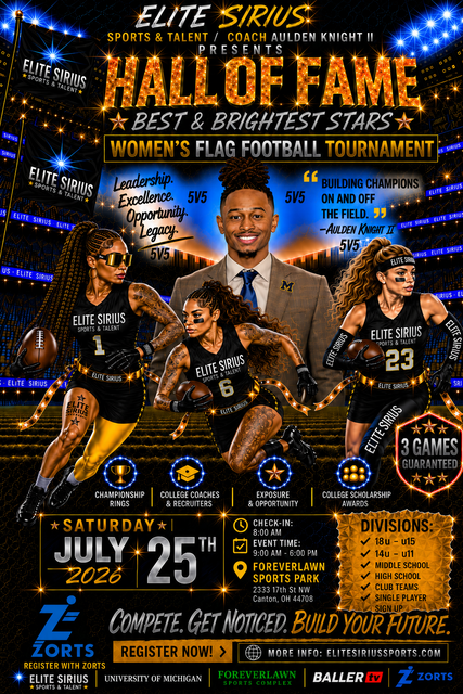 Hall of Fame Best & Brightest Stars Womens Flag Football Tournament poster